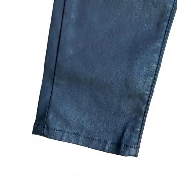 Eileen Fisher Black Wax Coated Skinny Pants Size 6 Mid Rise AS-IS - Picture 6 of 9